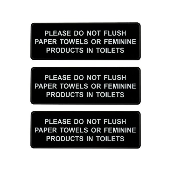Alpine Industries 9"x 3"Please Do Not Flush Paper Towels or Feminine Products in Toilets Sign, PK15 ALPSGN-B-4-15pk - main